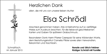 Traueranzeige von Elsa Schrödl von Pegnitz-Zeitung